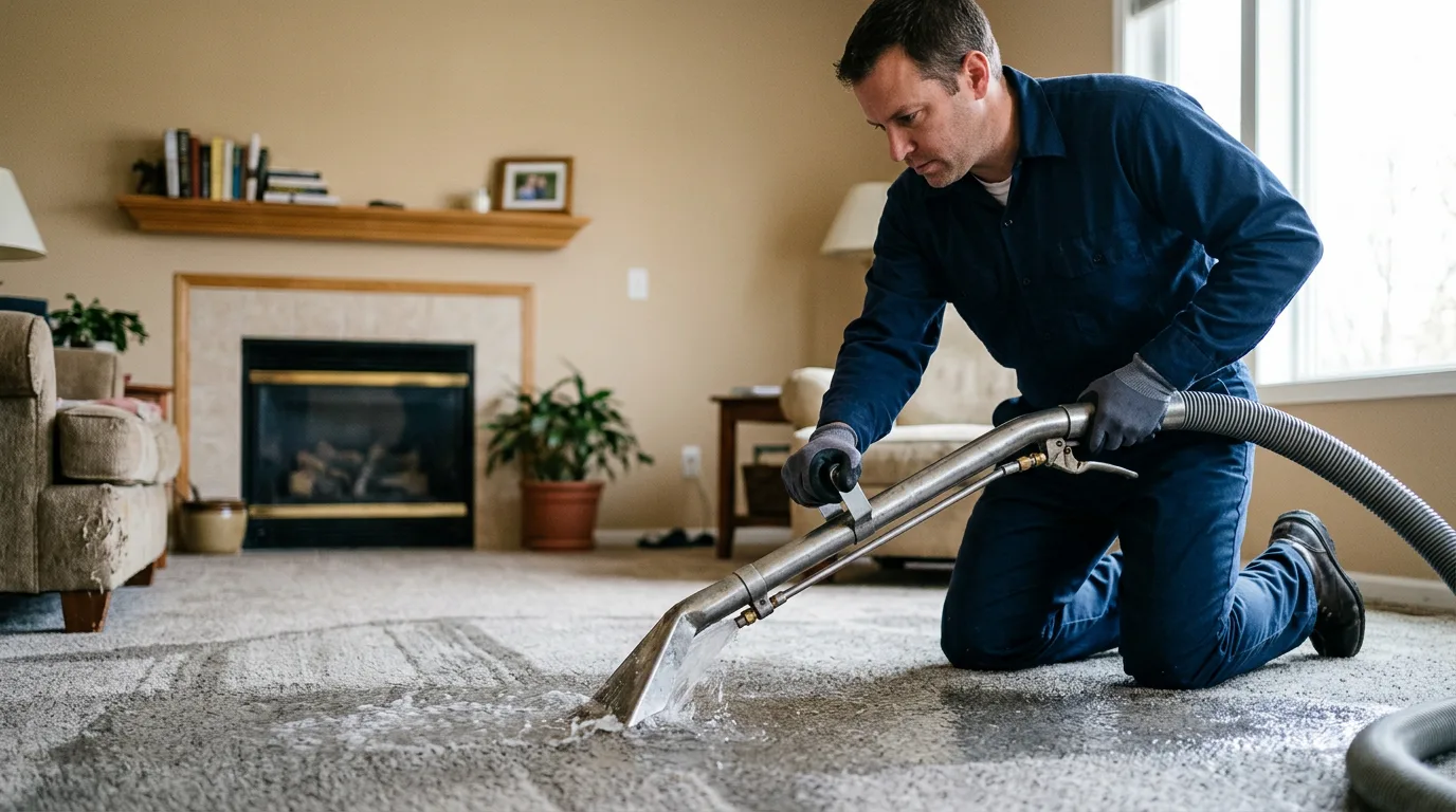 Water damage restoration technician working near Richland, NY